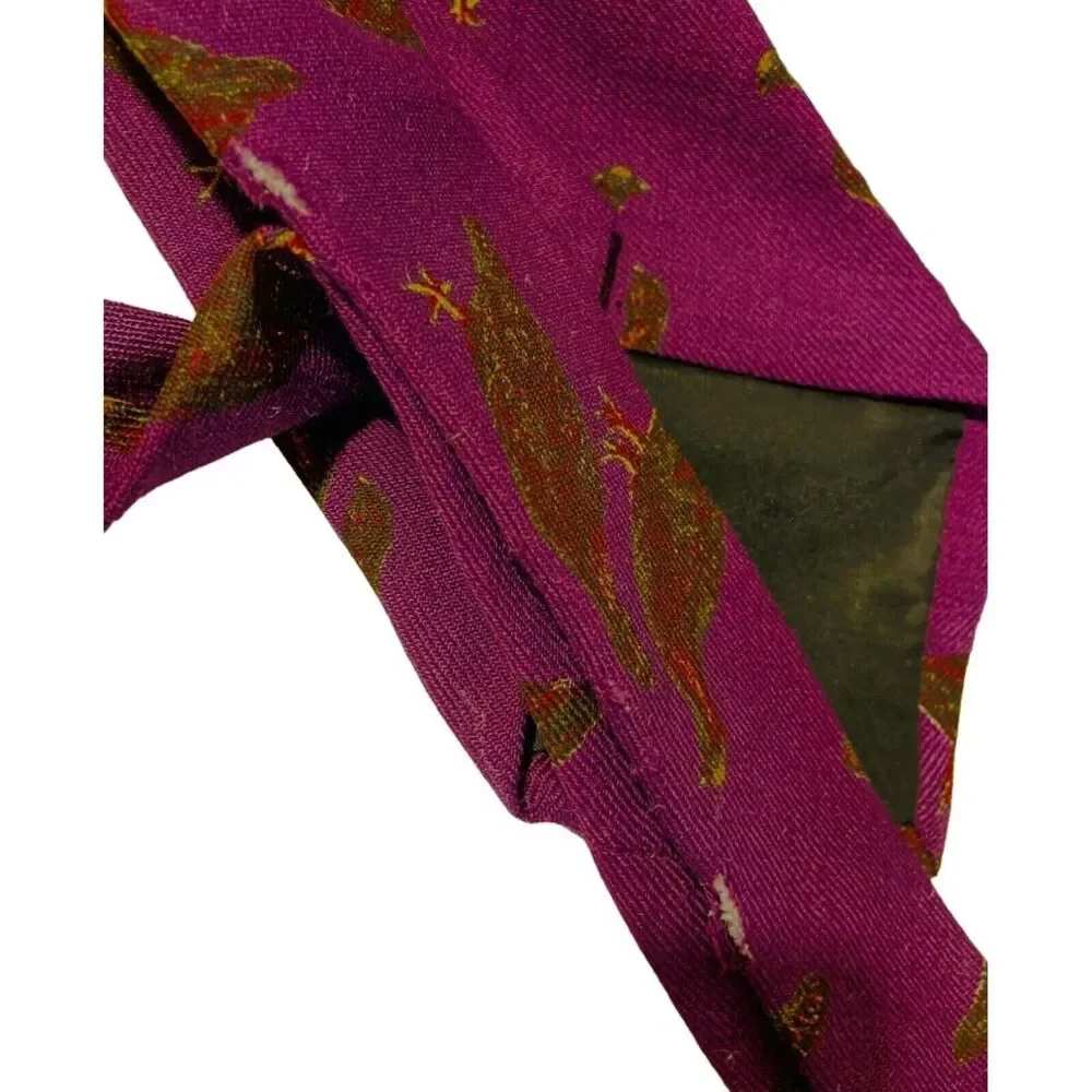 #5647 Robert Talbott Quail Deep Purple Peacock Mens Necktie, Tie 57X4